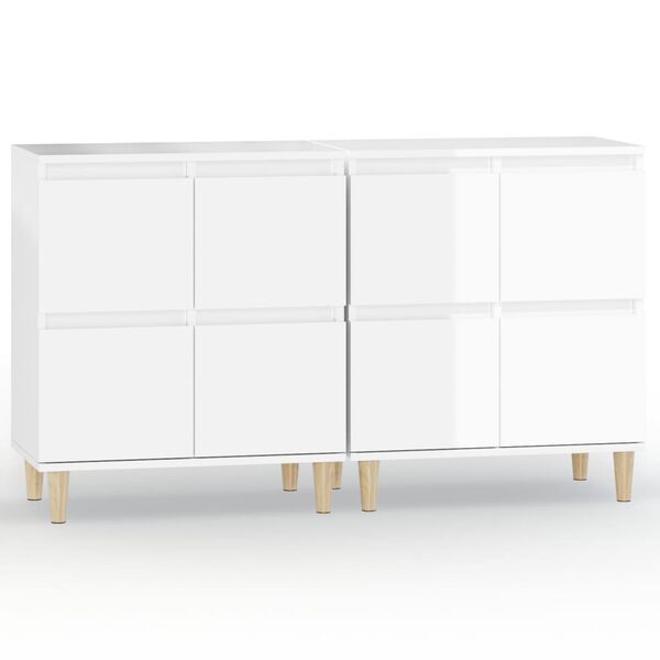 vidaXL Buffets 2 pcs blanc brillant 60x35x70 cm bois d'ing&eacute;nierie
