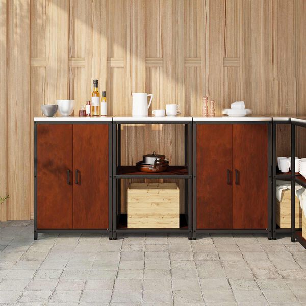 vidaXL Ensemble de rangement cuisine 3 pcs Rouill&eacute; Acier patin&eacute;