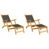 vidaXL Chaises longues d'extérieur lot de 2 Acacia massif et textilène