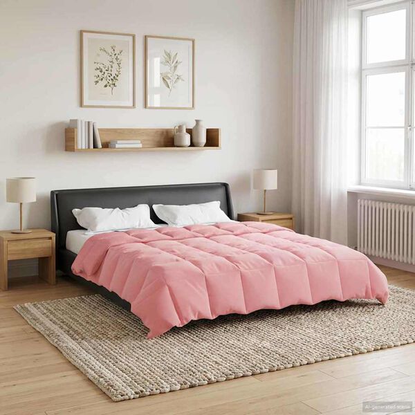 vidaXL Duvet d'&eacute;t&eacute; simple Matelass&eacute; Rose 220 x 260 cm Microfibre