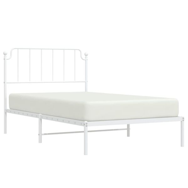 vidaXL Cadre de lit m&eacute;tal sans matelas et t&ecirc;te de lit blanc 107x203 cm
