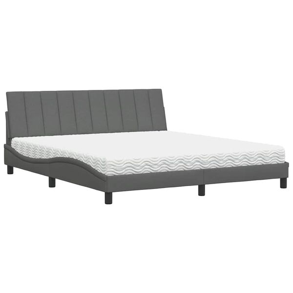vidaXL Lit avec matelas Hanko gris fonc&eacute; 180x200 cm tissu