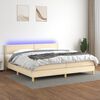 vidaXL Sommier &agrave; lattes de lit et matelas et LED Cr&egrave;me 200x200cm Tissu