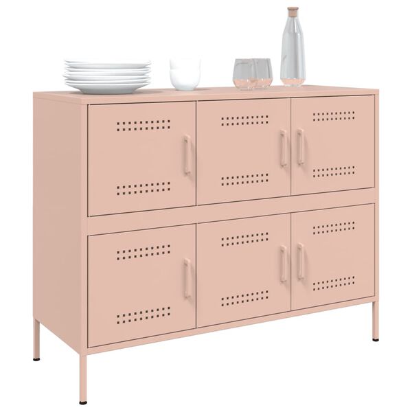 vidaXL Buffet rose 100,5x39x79 cm acier