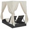 vidaXL Transat double avec toit Noir 205 x 129 x 200 cm Rattan PE