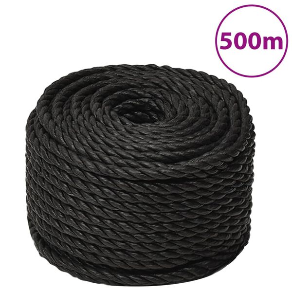 vidaXL Corde de travail Noir 10 mm 500 m polypropyl&egrave;ne