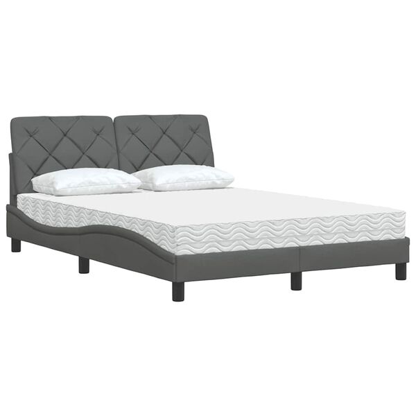 vidaXL Lit avec matelas gris fonc&eacute; 120x200 cm tissu