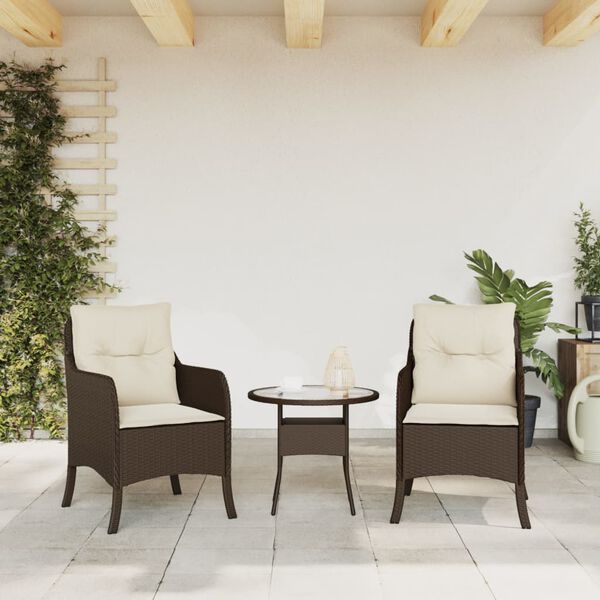 vidaXL Chaises de jardin avec coussins lot de 2 marron résine tressée