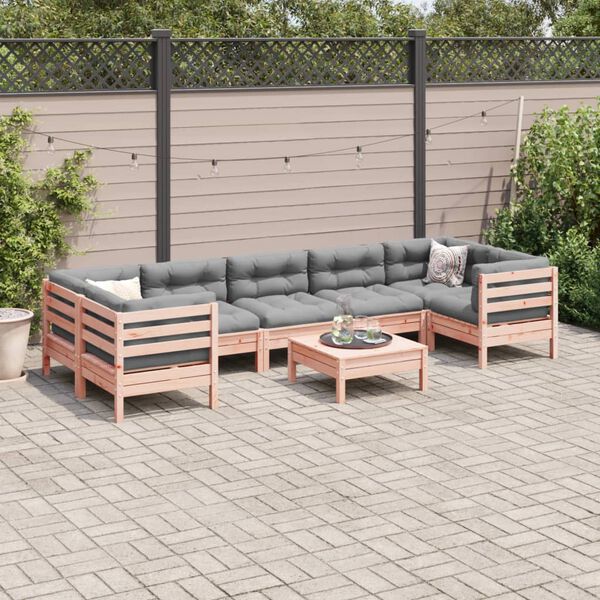 vidaXL Salon de jardin 8 pcs avec coussins sapin douglas solide
