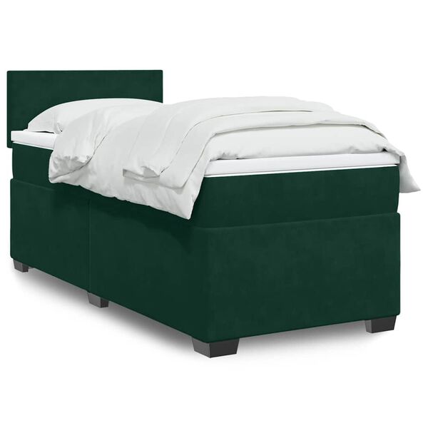 vidaXL Sommier &agrave; lattes de lit et matelas Vert fonc&eacute; 80x200 cm Velours