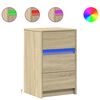 vidaXL Armoire de chevet avec lumi&egrave;res LED ch&ecirc;ne sonoma