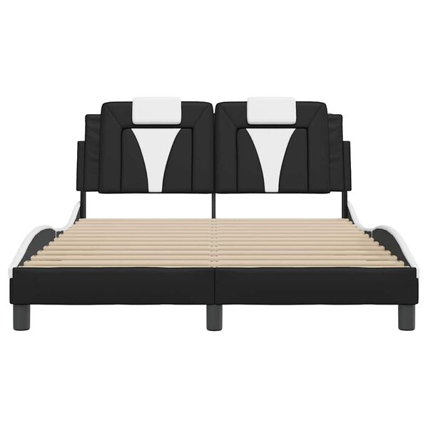 vidaXL Cadre de lit Viana sans matelas noir et blanc 140x190 cm similicuir