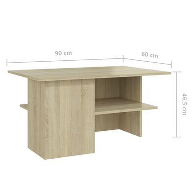 vidaXL Table basse Chêne sonoma 90x60x46,5 cm Aggloméré