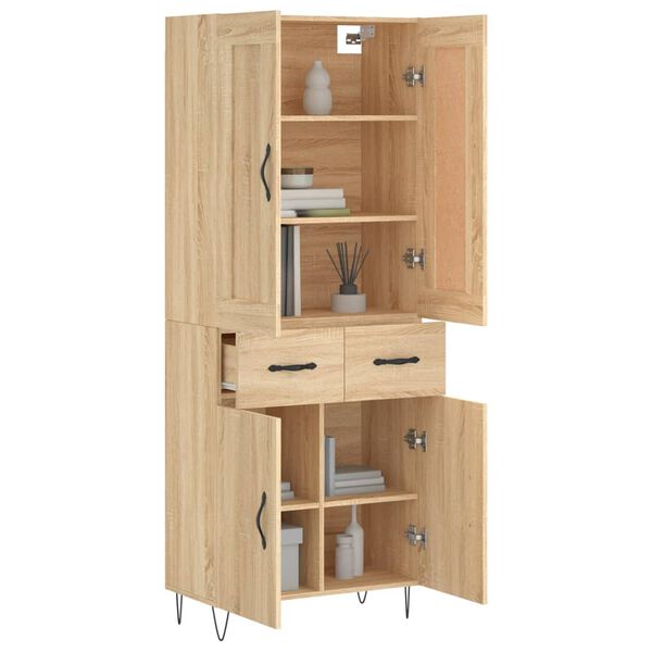 vidaXL Buffet haut Chêne sonoma 69,5x34x180 cm Bois d'ingénierie