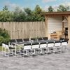 vidaXL Ensemble à manger de jardin avec coussins 17pcs blanc textilène