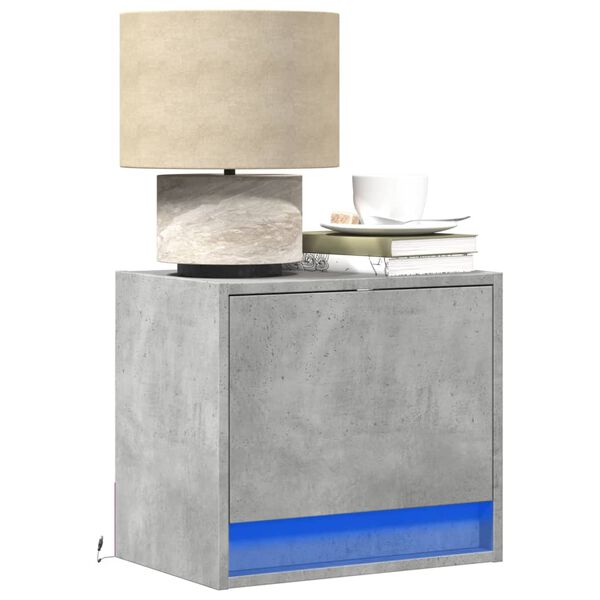 vidaXL Tables de chevet murales avec lumières LED 2 pcs gris béton