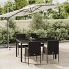 vidaXL Ensemble &agrave; manger de jardin coussins 5pcs Noir R&eacute;sine tress&eacute;e
