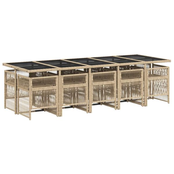 vidaXL Ensemble &agrave; manger de jardin et coussins 11 pcs m&eacute;lange beige