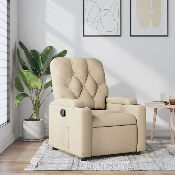 vidaXL Fauteuil inclinable Cr&egrave;me Tissu