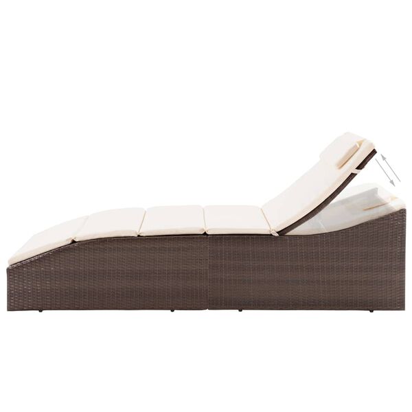 vidaXL Chaise longue avec coussin R&eacute;sine tress&eacute;e Marron