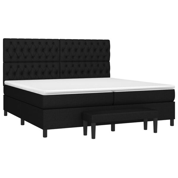 vidaXL Sommier &agrave; lattes de lit avec matelas Noir 200x200 cm Tissu
