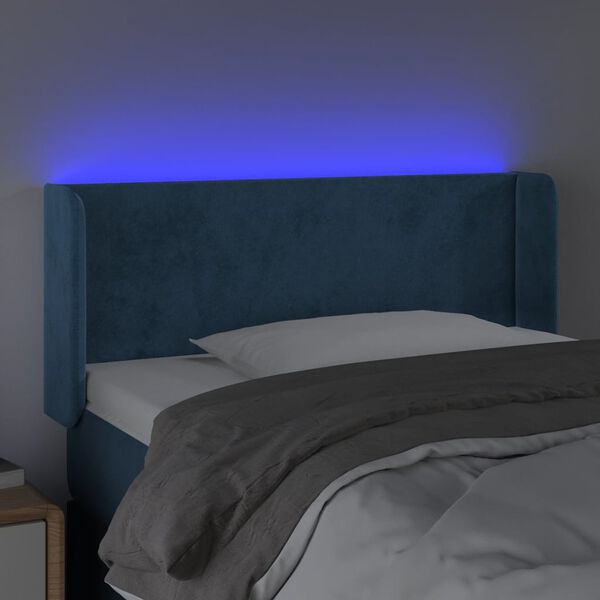 vidaXL T&ecirc;te de lit &agrave; LED Bleu fonc&eacute; 103x16x78/88 cm Velours