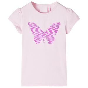 T-shirt pour enfants &agrave; mancherons rose p&acirc;le 116