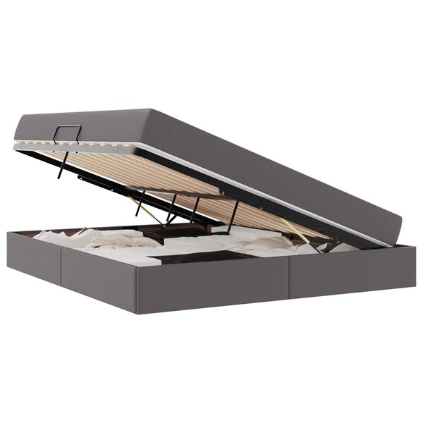 vidaXL Lit avec rangement et matelas avec matelas 2 pcs Gris Cuir
