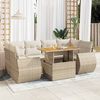 vidaXL Salon de jardin avec coussins 7 pcs beige r&eacute;sine tress&eacute;e