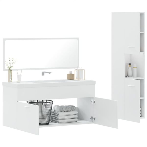 vidaXL Ensemble de meubles salle de bain 3 pcs blanc bois d'ing&eacute;nierie