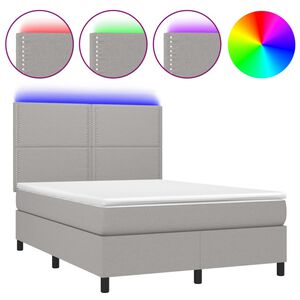 vidaXL Sommier &agrave; lattes de lit et matelas et LED Gris clair 140x200 cm