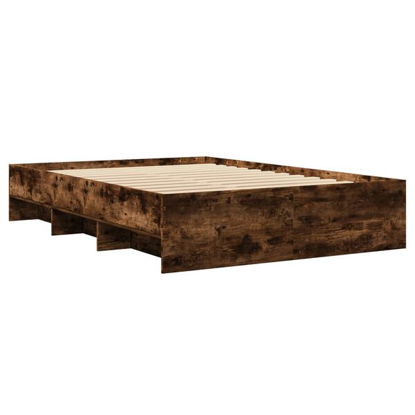 vidaXL Cadre de lit sans matelas ch&ecirc;ne fum&eacute; 140x190 cm bois ing&eacute;nierie