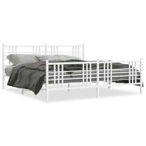 vidaXL Cadre de lit m&eacute;tal sans matelas et pied de lit blanc 180x200 cm