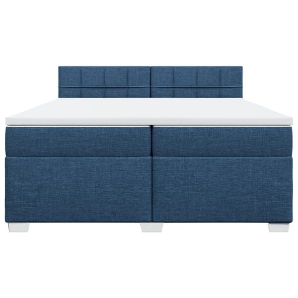 vidaXL Sommier &agrave; lattes de lit avec matelas Bleu 200x200 cm Tissu