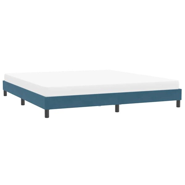 vidaXL Cadre de lit sans matelas bleu fonc&eacute; 200x210 cm velours