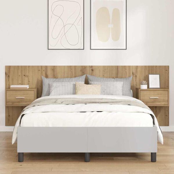 vidaXL T&ecirc;te de lit avec armoire avec tiroir 3 pcs Ch&ecirc;ne artisanal