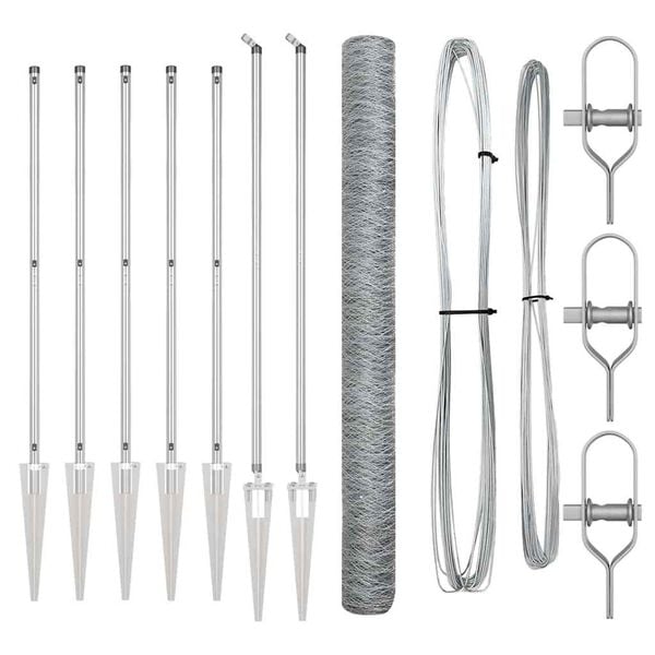 vidaXL Poteau de clôture. Argenté 10 x 1,5 m (maille 50 mm) Acier