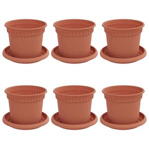 vidaXL Pots de plantes 6 pcs Rouge brique &Oslash; 12,5 x 10 cm Plastique