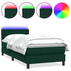 vidaXL Sommier &agrave; lattes de lit et matelas et LED vert fonc&eacute; 80x220 cm velours