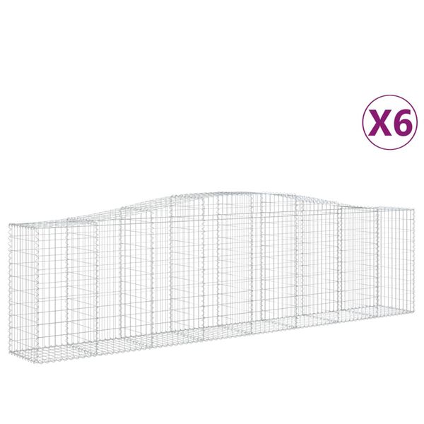 vidaXL Paniers &agrave; gabions arqu&eacute;s 6 pcs 400x50x100/120 cm Fer galvanis&eacute;