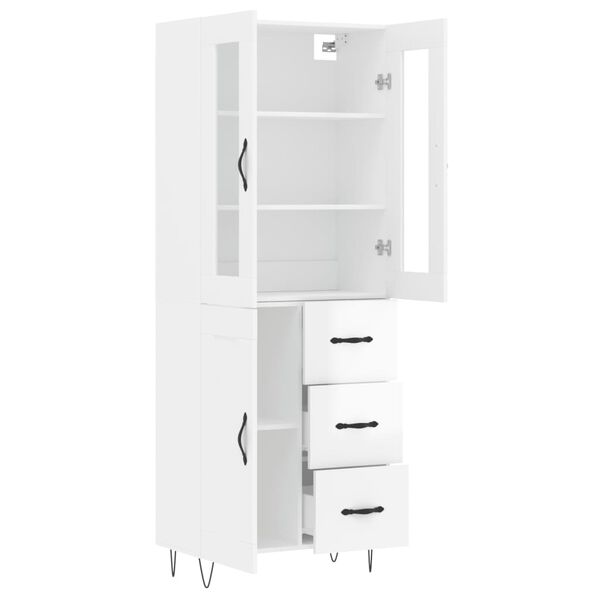 vidaXL Buffet haut Blanc brillant 69,5x34x180 cm Bois d'ing&eacute;nierie