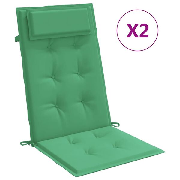 vidaXL Coussins de chaise &agrave; dossier haut lot de 2 vert tissu oxford