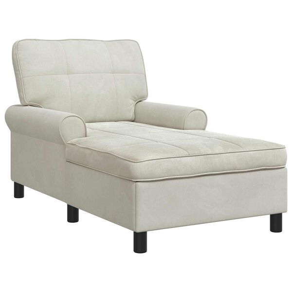 vidaXL Chaise longue avec coussin Cr&egrave;me 91 x 157 x 91 cm Velours