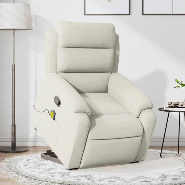 vidaXL Fauteuil de massage inclinable Cr&egrave;me Velours