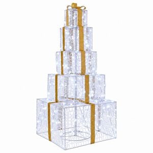 vidaXL Bo&icirc;tes cadeaux de No&euml;l empilables avec LED 250 LED Blanc froid