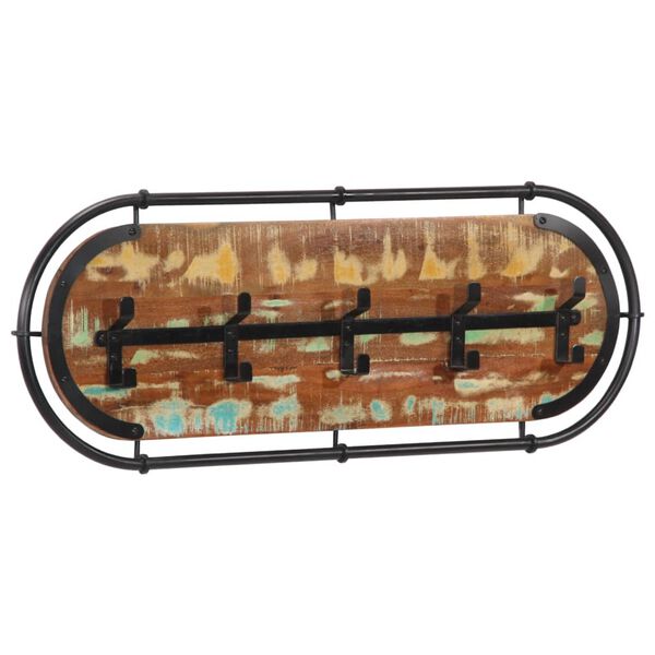 vidaXL Porte-manteau mural avec 5 crochets bois massif r&eacute;cup&eacute;r&eacute;