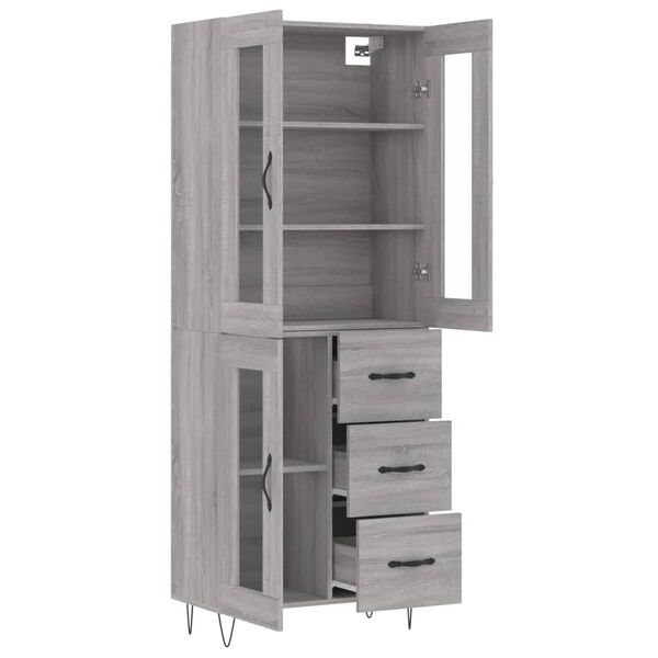 vidaXL Buffet haut Sonoma gris 69,5x34x180 cm Bois d'ing&eacute;nierie