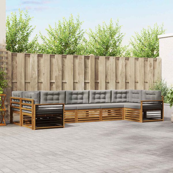 vidaXL Ensemble de canap&eacute;s d'ext&eacute;rieur 7 pcs Gris Naturel et Clair