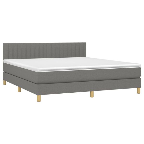 vidaXL Sommier &agrave; lattes de lit avec matelas Gris fonc&eacute; 160x200cm Tissu