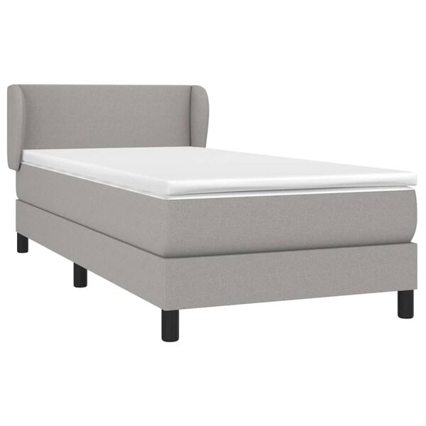 vidaXL Sommier &agrave; lattes de lit et matelas Gris clair 90x190 cm Tissu